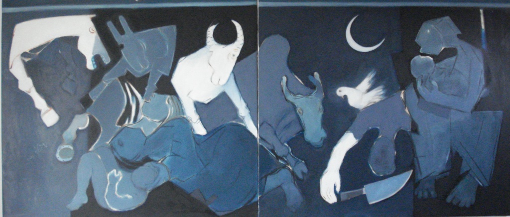 1. Portrait of a Tragedy,M A Mehboob, 124x112x124x122cm,oil n canavas, 2005