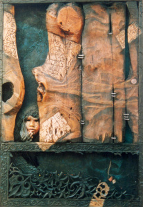 3. A peep out of the Past, Massod H ,, wood,paper pulp, cloth, acrylic and oil, 94 x 138 cm, 1995
