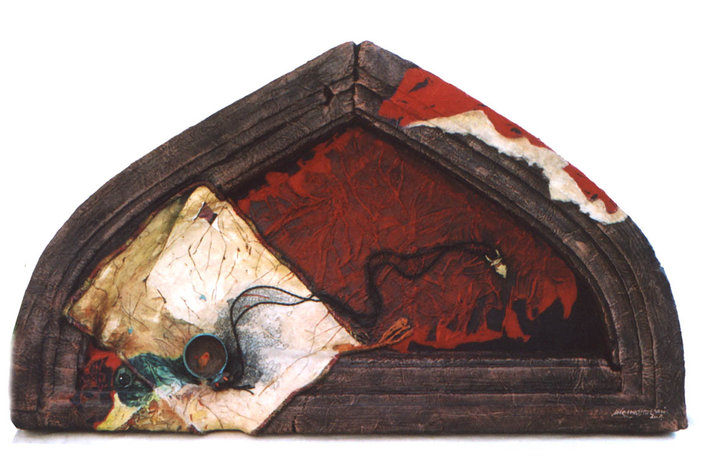 4. Exodus, Masood H, painted relief, 2004